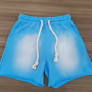Short en coton délavé à l'acide vintage pour hommes, coupe confortable, motif solide, impression de soleil, style décontracté pour la course à pied - Product Image 4