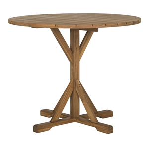 Mesa redonda de madera maciza rústica Diseño robusto para encantadores espacios de comedor interiores o exteriores - Product Image 1