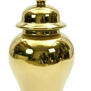 Urna de cremación de latón extra grande con rosa dorada Hermosa urna de metal conmemorativa católica para cenizas humanas - Product Image 1