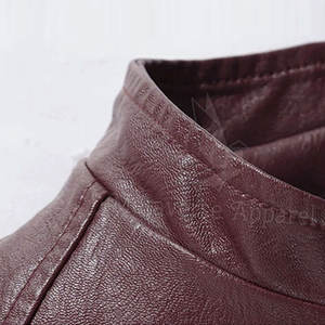 Chaqueta de Cuero Genuino para Hombre, Invierno, Cálida, Resistente al Viento, Cuello Alto, Diseño con Letras, Ecológica, Secado Rápido, Transpirable, Calidad Premium - Product Image 3