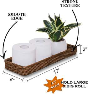 ตะกร้าหวายสำหรับวางบนเคาน์เตอร์ห้องน้ำตะกร้าใส่ผ้าขนหนูสำหรับแขกและเสิร์ฟพร้อมช่องเก็บของมีสไตล์ - Product Image 5