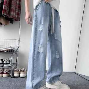 กางเกงยีนส์หลวมพอดีตัวสำหรับผู้ชายกางเกงยีนส์ขาดลำลองเครื่องแต่งกายสบายๆใส่ทุกวันอินเทรนด์สตรีทแวร์ฤดูร้อน - Product Image 3