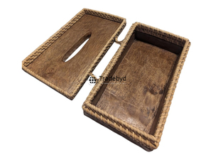 Rustic Wooden Carved <b>Floral</b> Pattern Premium Quality Engraved Handcrafted Tissue <b>Box</b> Holder for Farmhouse Decor Tradebyd - Product Image 5