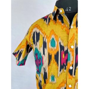HOMME PUR Coton handblock พิมพ์ chemise vents de Plage dtracts เย็น D't confortable PIQUE-nique cadidal - Product Image 3