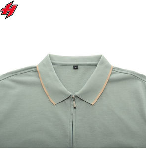 Logotipo personalizado Impresión digital Golf de los hombres para Polo Nuevo diseño de manga corta a rayas Casual Poliéster Spandex Patrón sólido - Product Image 3