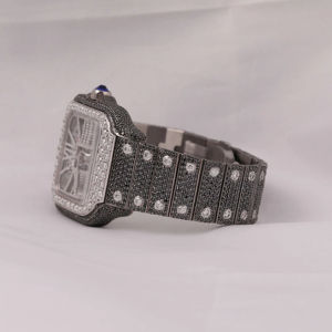 Nuevo Reloj de Pulsera con Diamantes de Moissanita, Esfera de Oro Blanco, Diseño Personalizado de Lujo Hecho a Mano, Reloj Completamente Engastado - Product Image 2