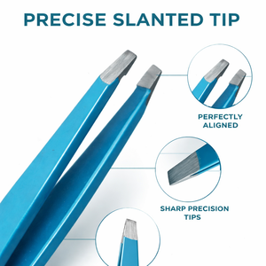 Pinzas Profesionales de Acero Inoxidable de Primera Calidad con Punta Inclinada para Cejas, Color Azul, Ecológicas, para Depilación de Precisión y Cuidado Personal - Product Image 4