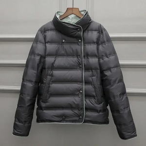 Femmes hiver chaud mi-long mince à capuche fermeture éclair Parkas à manches longues rembourré bouffée veste couleur unie fait peau de mouton coton - Product Image 4