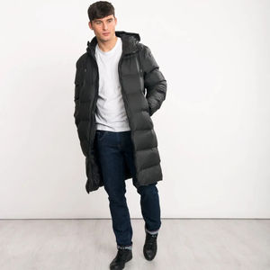 Men's Premium High Quality <b>Canvas</b> <b>Long</b> Length Waterproof Puffer Jacket Stand-Up Hood Custom Logo Printing Winter Wear Trending - Product Image 2
