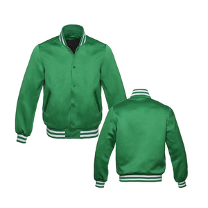 Veste de Baseball en Satin de qualité supérieure hommes automne décontracté coupe ajustée col montant unisexe couleur unie Satin Bomber veste pour homme - Product Image 6
