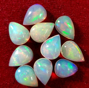 Pera de ópalo etíope natural 5x8mm cabujón parte posterior plana-excelente calidad multifuego ópalo pera cabujón piedra preciosa - Product Image 2