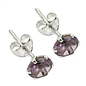 Boucles d'oreilles en argent 925 avec améthyste pour femmes, bijoux de mode pour tous les jours - Product Image 3
