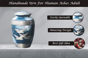 Adult Cremation Urns for Male/Female Funeral Urn for Human Ashes Decorative Urns for Ashes Large <b>Keepsake</b> <b>Box</b> (Butterfly Blue) - Product Image 2