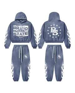 Pull à capuche imprimé rétro pour hommes en tissu éponge surdimensionné Hipster Long Puff Technics Survêtements de printemps Streetwear cordon de serrage - Product Image 2