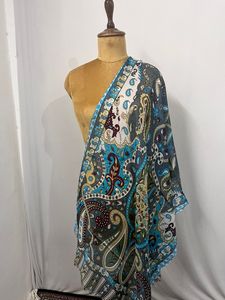 Custom made in grey and blue coloured printed silk <b>scarves</b> in a wide range of designs <b>for</b> girls and <b>ladies</b> of all age groups - Product Image 4