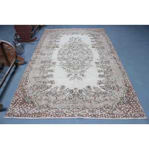 Tapis turc vintage 5,7x9,4 pi (173x286 cm), tapis uni brun - Product Image 1