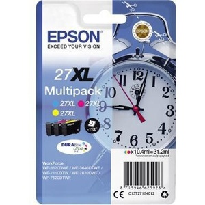Para Epson 27XL, Paquete de 3 Cartuchos de Tinta Multicolor, Cada uno de 10.4 ml (Aprox.) 1,100 Páginas por Cartucho - Product Image 1