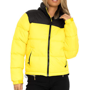 Veste bouffante à col montant de qualité supérieure pour femmes, manteau en duvet isolé coupe-vent à blocs de couleurs pour l'élégance hivernale et extérieure - Product Image 5