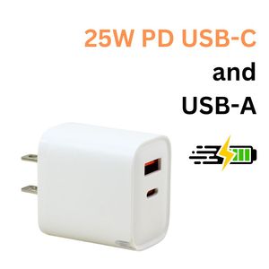 25W PD USB-A USB-C 3.0A doppia porta a muro ricarica rapida per telefono Tablet dispositivi elettronici-compatibile con la maggior parte dei modelli - Product Image 5