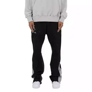 Pantalones de chándal de retales personalizados, pantalones de chándal acampanados informales para hombre, fabricantes de pantalones de chándal acampanados - Product Image 1