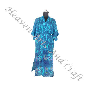 KL008 Bohème Indien Vintage Soie Sari Floral Imprimé Vêtements De Nuit Peignoir Maxi Robe Ethnique Plage Look D'été Vêtements De Nuit - Product Image 3