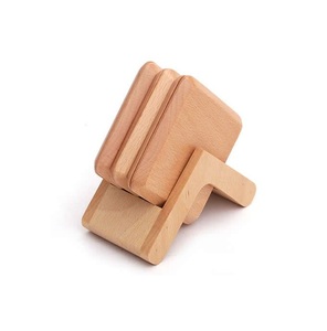 Round Shape Natural Wooden Coasters With BrownColor Kitchenware Tea and Coffee Serving Coaster With Holders - Product Image 5