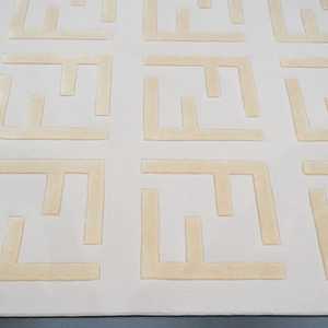 Alfombra abstracta bordada de lana anudada a mano de alta calidad, alfombra abstracta hecha a mano de pila baja, trabajo en casa, dormitorio, oración, algodón, 1 pieza - Product Image 2