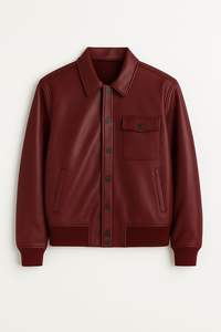 Blouson aviateur en cuir pour homme de qualité supérieure 2025 avec poignets côtelés - Product Image 4