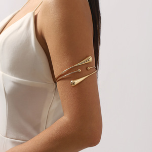 Brazalete de Metal con Diseño Minimalista, Geometría Creativa, Gotas Entrelazadas Multicapa, Estilo Abierto y Moderno - Product Image 3