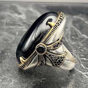 Anillo de Plata de Ley 925 Estilo Vintage para Hombre, con Bisel de Ónix Negro Hecho a Mano, Microincrustaciones, Anillo Clásico y Elegante, Regalo para Él - Product Image 4