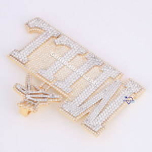 Venta caliente 14 Kt oro amarillo sólido VVS claridad laboratorio cultivado diamante Hip Hop colgante diseño único para regalo de moda - Product Image 3