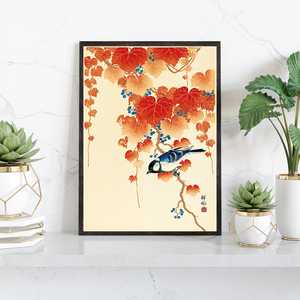 Impression artistique d'oiseaux et de lierre rouge d'Ohara Koson - Product Image 2