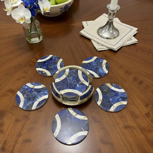Elegance Lapis Lazuli Marble Coaster <b>Set</b> Unique Dining Tabletop Drink Sarveware Home Interior - Product Image 1