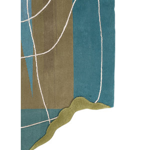 Tapis rectangulaire en laine et soie de bambou noué à la main Azalea Blue 9x12, motif abstrait pour salon et couloir AIWB-13019 - Product Image 4