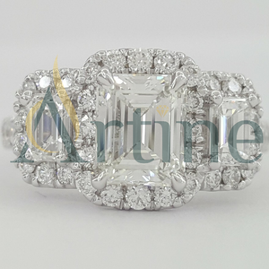 Indulgence 925 Sterling Silver VVS Clarity Moissanite Diamond Emerald and Round Cut Fine Wedding Ring for Women - Product Image 1