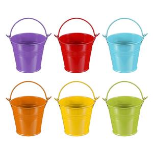 Seau en métal d'excellente qualité avec poignée Multi couleurs pour la maison jardin décor jardinière Multi seaux de seau utilisables - Product Image 1
