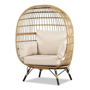 Sanstar Patio Chaise Egg en rotin, grande chaise longue intérieure et extérieure avec siège et coussin pour le patio, le jardin et le balcon. - Product Image 2