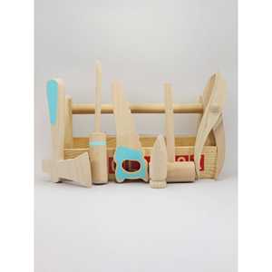 Boîte à outils en bois pour enfants avec ensemble de jouets en plastique pour apprendre les compétences de base - Product Image 2