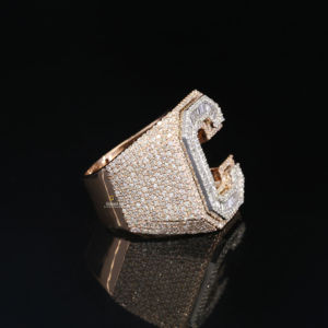 Anillo de Plata de Ley 925 con letras personalizadas con VVS totalmente helado D Baguette incoloro diamantes cultivados en laboratorio para fiesta - Product Image 3