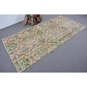 พรมขนสัตว์สีเขียวเบจ9x12แนววินเทจแบบดั้งเดิมดีไซน์เย็บปะติดปะต่อสำหรับห้องนั่งเล่นห้องโถงตกแต่งน้ำยาง - Product Image 2