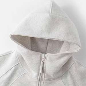 Sudadera con Media Cremallera para Hombre, Otoño Invierno, Venta al por Mayor de Fábrica, Sudadera con Hombros Caídos y Cremallera, Sudadera con Capucha Lisa - Product Image 2