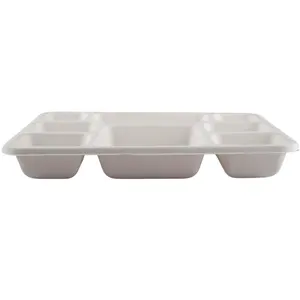 Sugarcane Bagasse 8 Compartment Tray 100% Food Plates Disposable Party Trays sugarcane Bagasse Plate with compartment