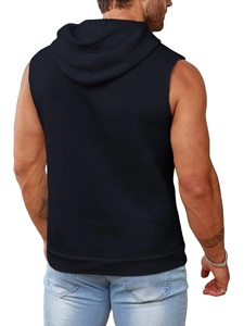 Sweat à capuche sans manches haute performance pour homme avec poches, idéal pour la gym et le fitness, personnalisable avec votre marque - Product Image 5