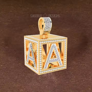 Pendentif lettre A personnalisé en moissanite VVS plaqué or glacé avec diamant taille ronde pour hommes hip hop en argent sterling 925 - Product Image 2