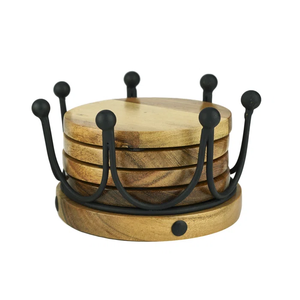 Vente directe d'usine à la main écologique support de sous-verre en bois support 4 pouces rond design moderne au prix de gros - Product Image 5