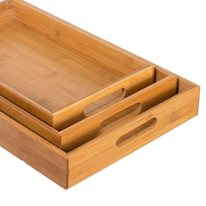 Bandeja de Servir Rectangular de Bambú Ecológica, Grande, con Asa, Paquete de 3 al por Mayor - Product Image 2