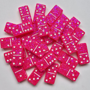Resin Handmade <b>Dominoes</b> <b>Set</b> Black Glossy Box Artistic Home Decoration Craft Gift Games - Product Image 4
