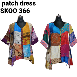 2022 Vintage nouvelle soie Saree indien Boho Mini robe 2 poches bouton gland multicolore décontracté imprimé élégant à la mode - Product Image 1