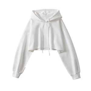 Oem Logo personnalisé Fabricant 100% Sweat à capuche en coton Sweats à capuche courts vierges pour femmes - Product Image 4