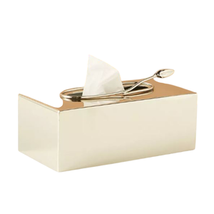 กล่องทิชชู่โลหะสีเงินพร้อมที่จัดระเบียบลายดอกบัวสำหรับโต๊ะอาหารในบ้านหรือห้องครัว - Product Image 1